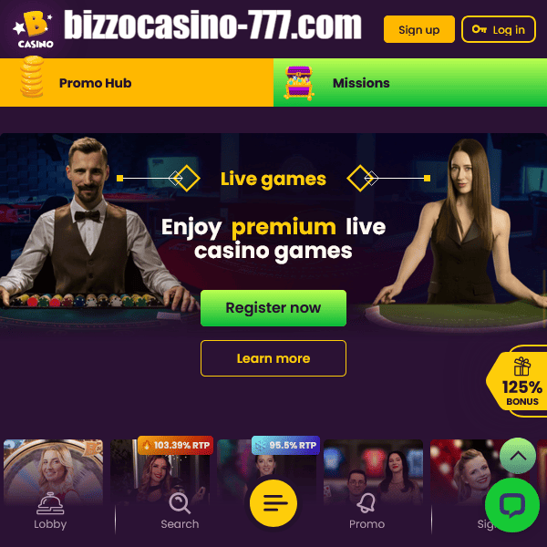 Bizzo Casino gry na zywo � baner
