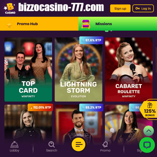 Bizzo Casino gry na żywo