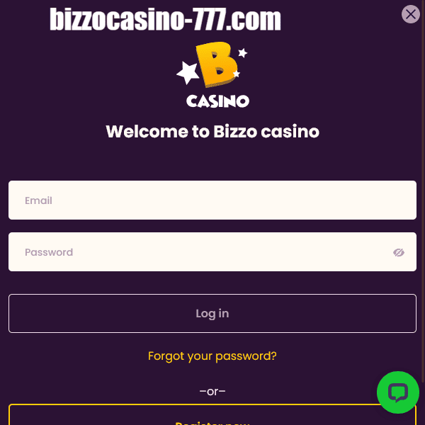 Bizzo Casino � okno logowania