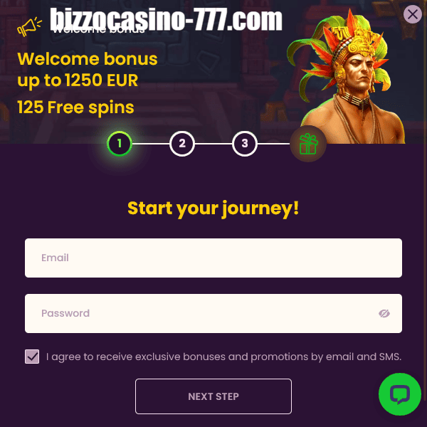 Bizzo Casino rejestracja – krok 1: e-mail i hasło